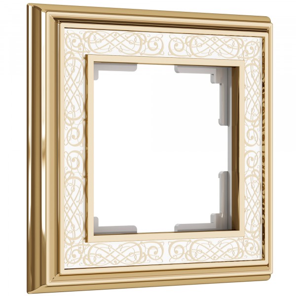 Рамка на 1 пост WL77-Frame-01 Palacio Gracia (золото/белый) - купить в Барнауле