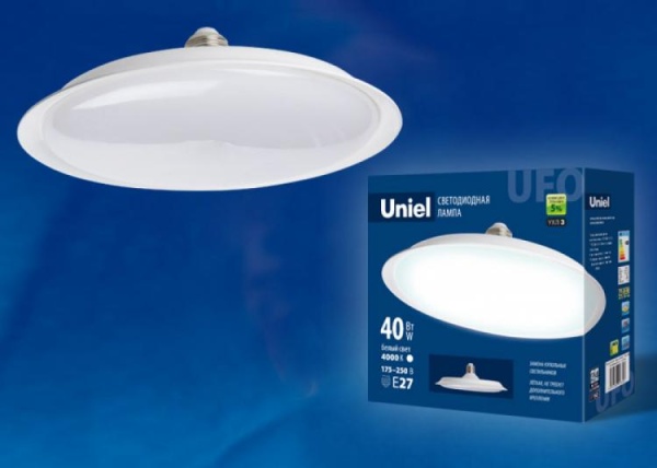 Лампа светодиодная LED-U220-40W/4000K/E27/FR PLU01WH форма «UFO» матовая